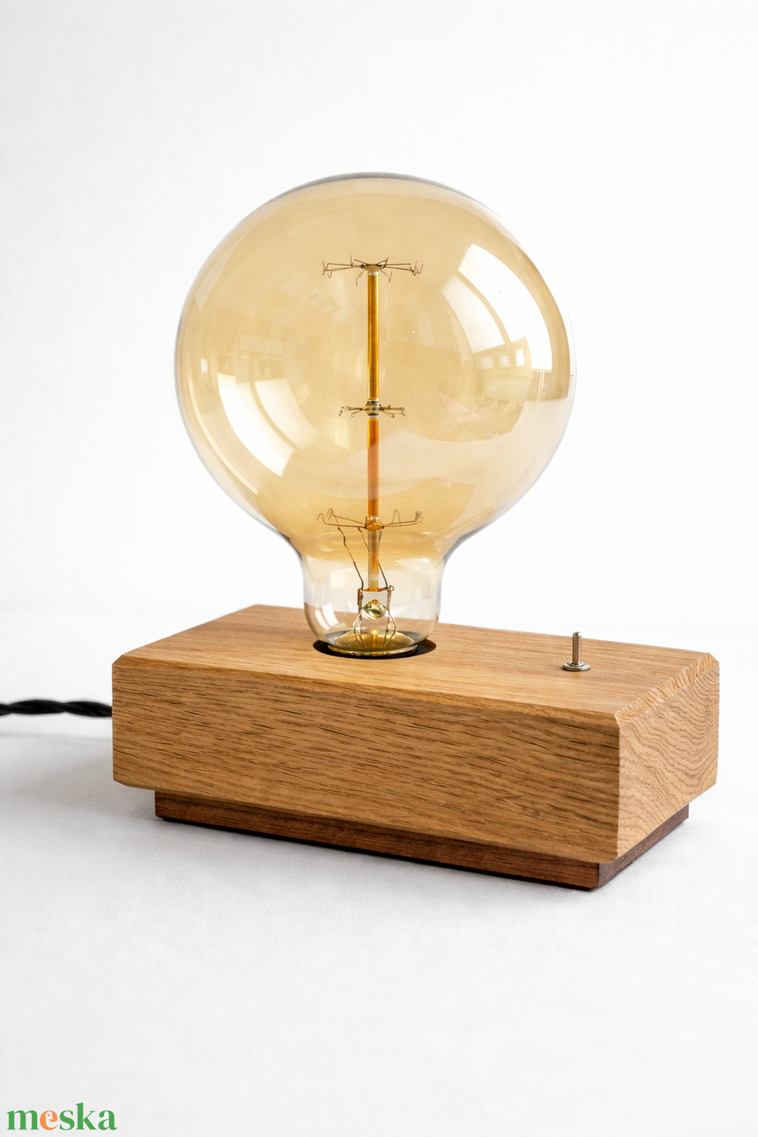Tölgyfa vintage asztali lámpa - otthon & életmód - lámpa - asztali lámpa - Meska.hu