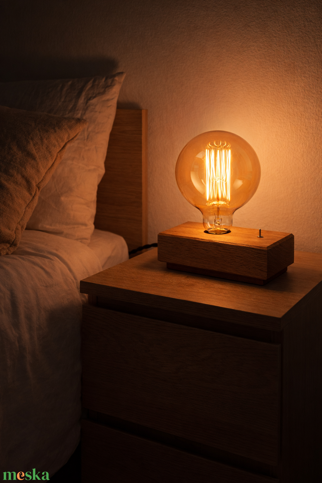 Tölgyfa vintage asztali lámpa - otthon & életmód - lámpa - asztali lámpa - Meska.hu