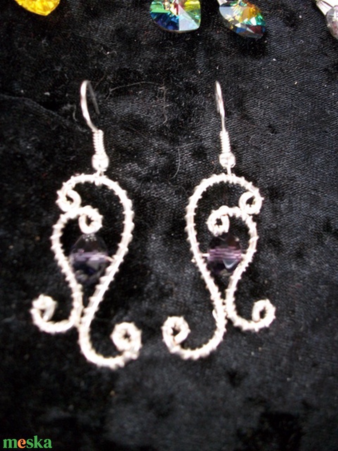 Amethyst üveggyöngyös fülbevaló - ékszer - fülbevaló - lógó fülbevaló - Meska.hu Amethyst üveggyöngyös fülbevaló - ékszer - fülbevaló - lógó fülbevaló - Meska.hu