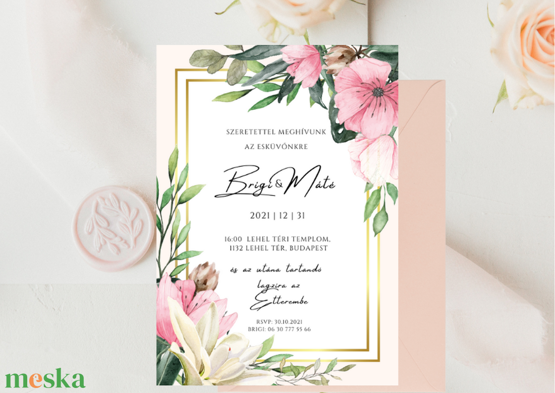 Virágos arany keretes esküvői meghívó, geometrikus dupla téglalap elegáns, watercolor virágos esküvői lap, floral - esküvő - meghívó & kártya - meghívó - Meska.hu Virágos arany keretes esküvői meghívó, geometrikus dupla téglalap elegáns, watercolor virágos esküvői lap, floral - esküvő - meghívó & kártya - meghívó - Meska.hu