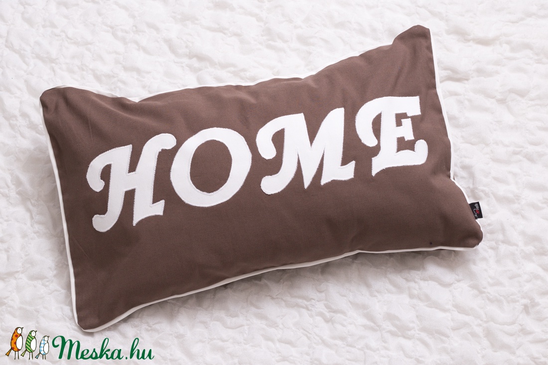 HOME feliratú díszpárnahuzat, barna - - Meska.hu HOME feliratú díszpárnahuzat, barna - - Meska.hu