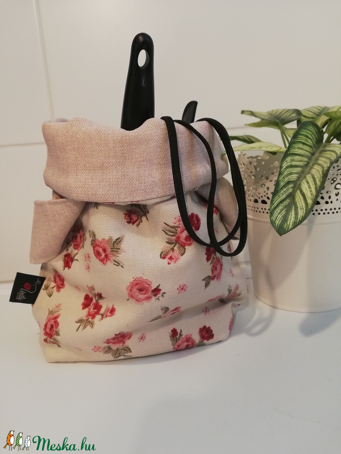 Textil tároló, virágos-barna (kicsi) -  - Meska.hu