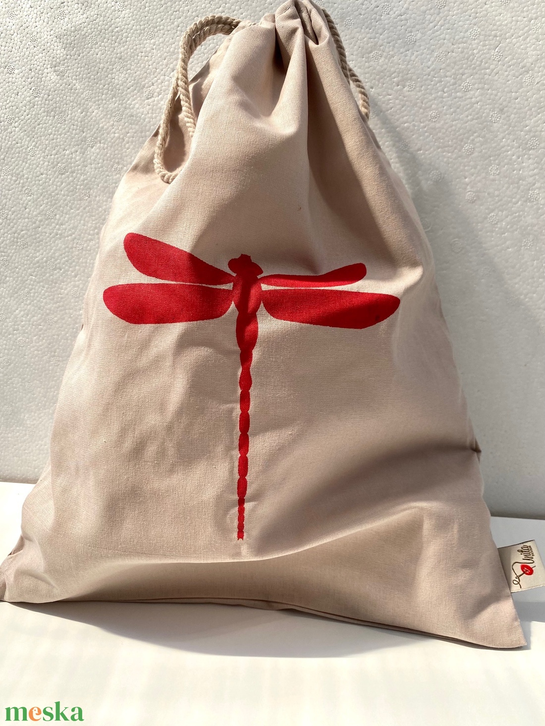 Kenyértartó zsák, homok (Piros szitakötős mintás) - táska & tok - bevásárlás & shopper táska - kenyeres zsák - Meska.hu Kenyértartó zsák, homok (Piros szitakötős mintás) - táska & tok - bevásárlás & shopper táska - kenyeres zsák - Meska.hu