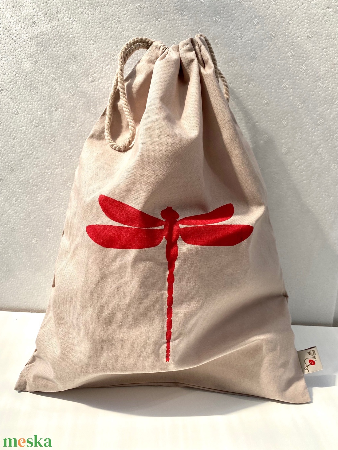 Kenyértartó zsák, homok (Piros szitakötős mintás) - táska & tok - bevásárlás & shopper táska - kenyeres zsák - Meska.hu Kenyértartó zsák, homok (Piros szitakötős mintás) - táska & tok - bevásárlás & shopper táska - kenyeres zsák - Meska.hu