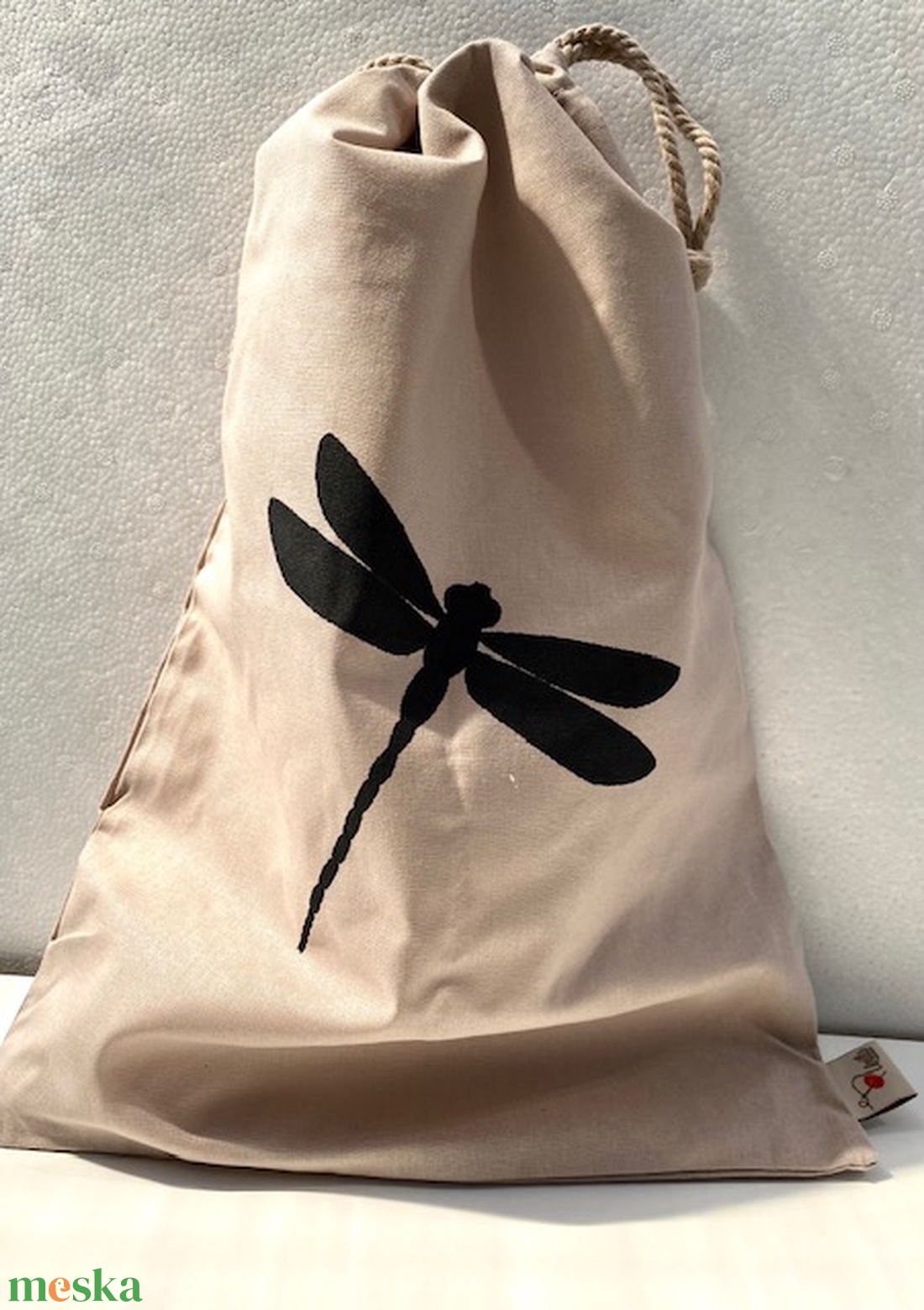 Kenyértartó zsák, homok (Fekete szitakötős mintás) - táska & tok - bevásárlás & shopper táska - kenyeres zsák - Meska.hu Kenyértartó zsák, homok (Fekete szitakötős mintás) - táska & tok - bevásárlás & shopper táska - kenyeres zsák - Meska.hu