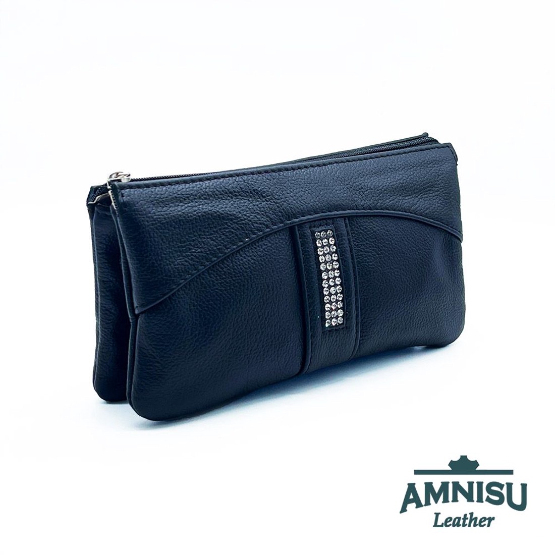 Fekete egyenes swarovski köves női pénztárca G8028 - táska & tok - pénztárca & más tok - pénztárca - női pénztárca - Meska.hu