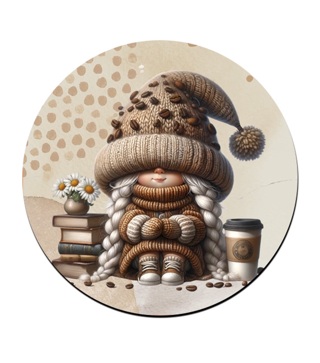 Könyvmoly kávés manó lány mintás bögre alátét -  - Meska.hu