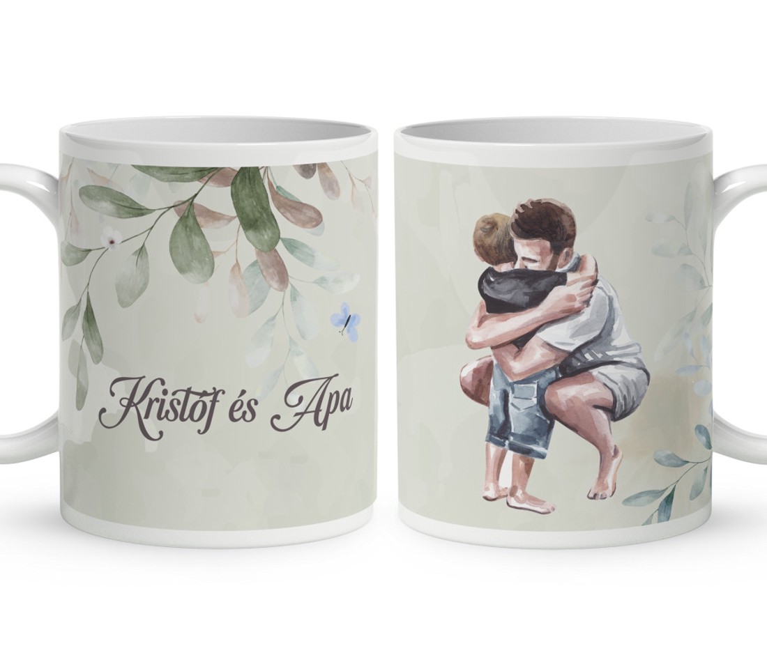 Kérd a neveddel - Apa és Kicsi Fia mintás bögre - otthon & életmód - konyhafelszerelés, tálalás - tálalás - bögre & csésze - Meska.hu
