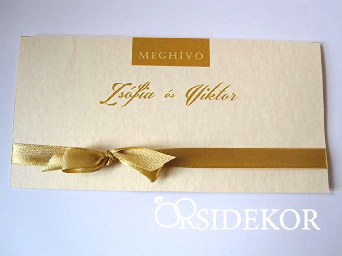 Modern és elegáns esküvői meghívó szalaggal díszítve - esküvő - meghívó & kártya - meghívó - Meska.hu