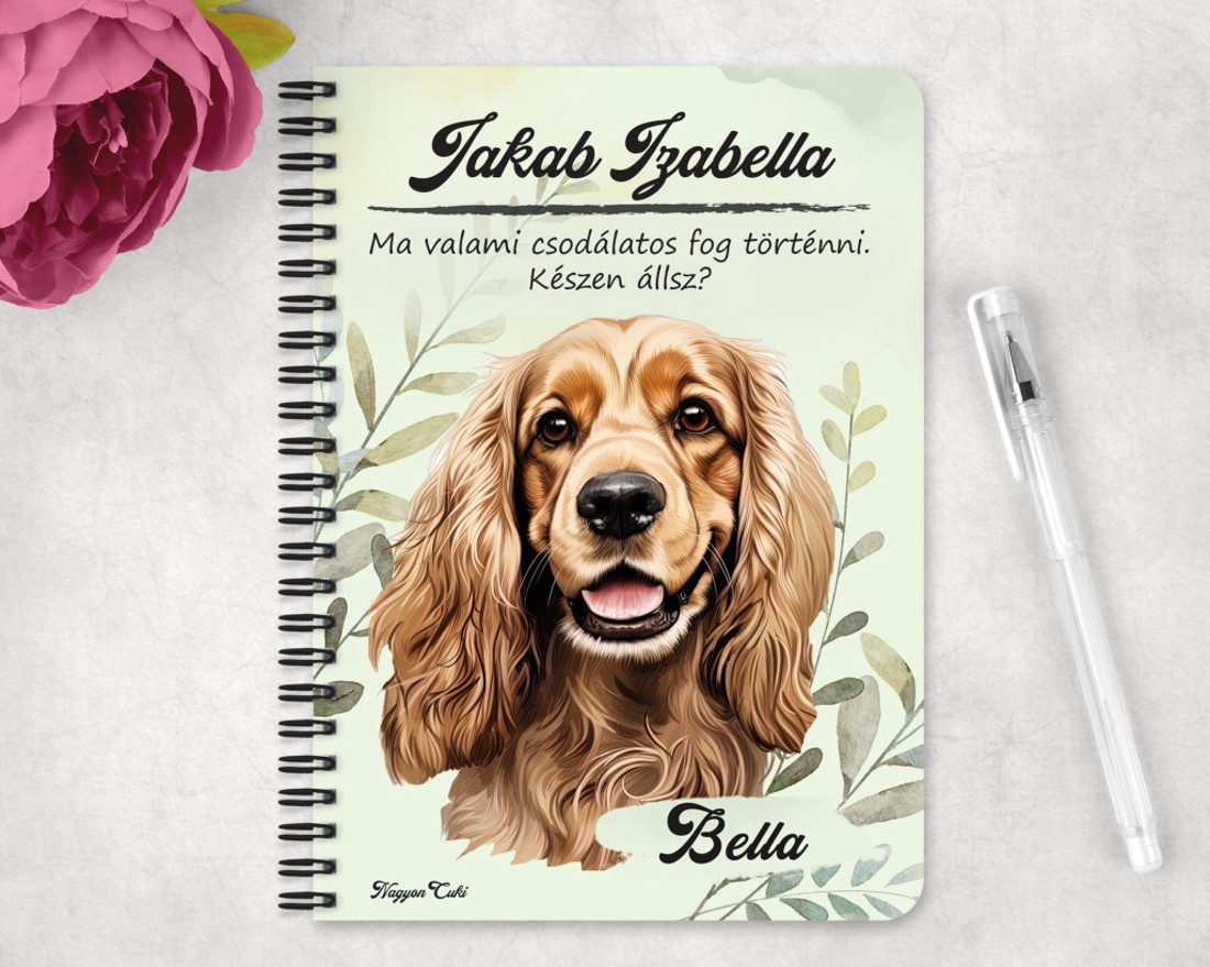 Személyre szabható - Cser Amerikai cocker spániel portré mintás A6-os füzet - otthon & életmód - papír, írószer - jegyzetfüzet & napló - Meska.hu