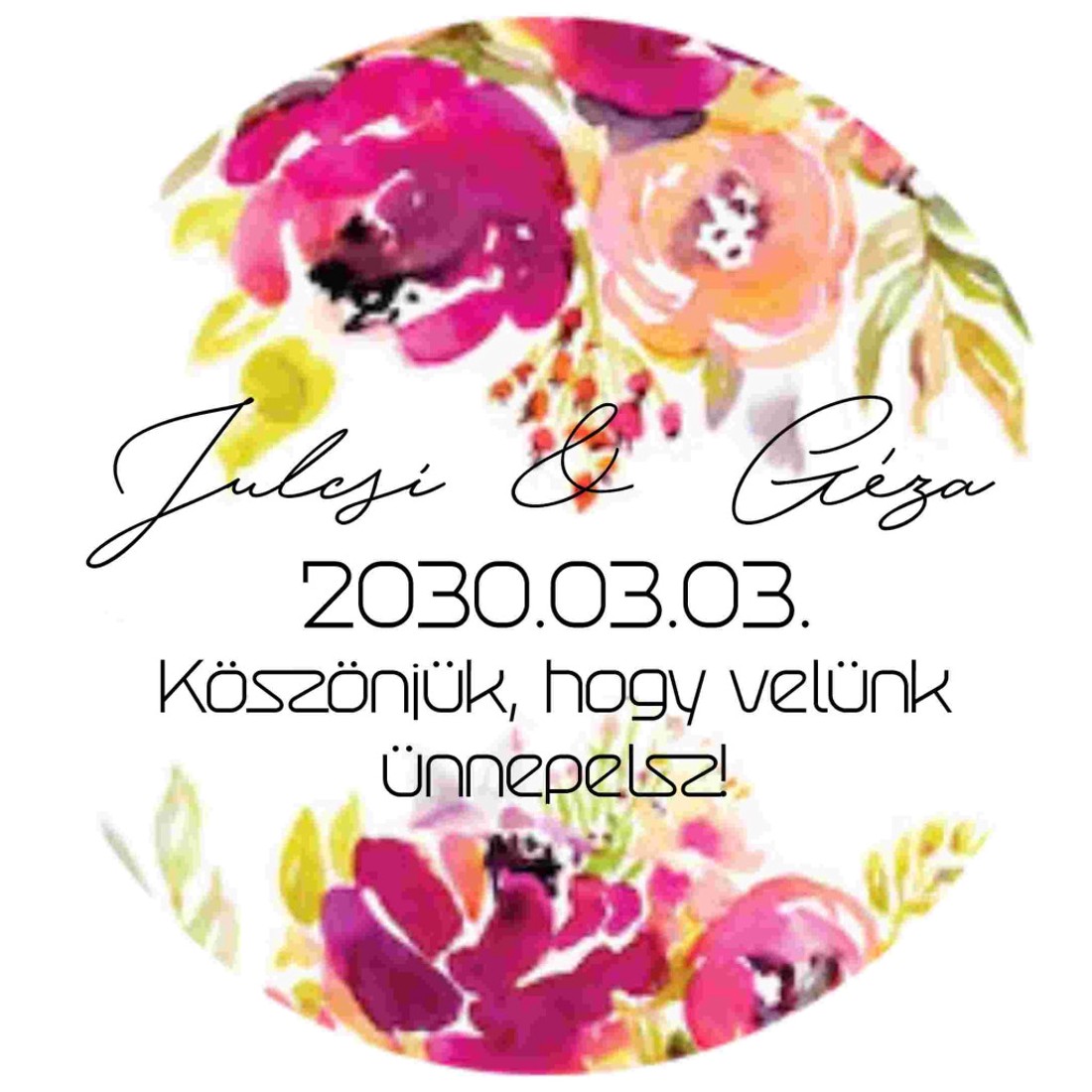 Esküvői Köszönőmatrica � Kör Matrica Névvel és Dátummal - otthon & életmód - papír, írószer - ajándékozás kellékei - ajándékkísérő - Meska.hu