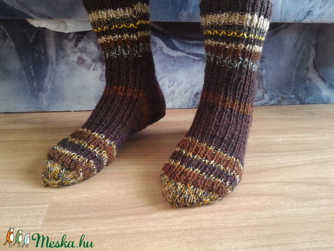 Kézzel kötött vastag zokni 42-43 méretben. -  - Meska.hu