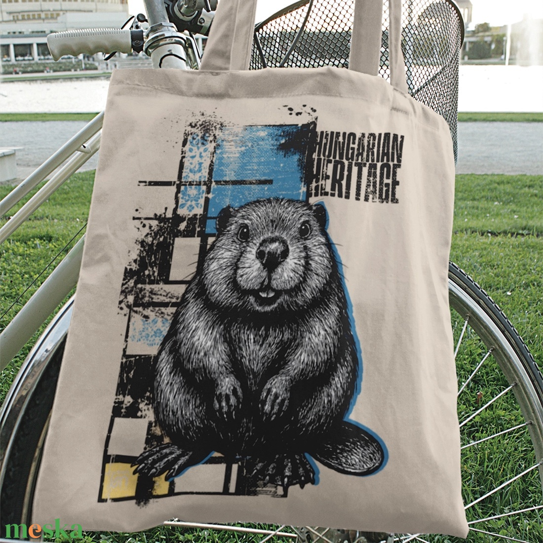 Hód mintás vászontáska  Hungarian Heritage kollekció / Urbanmood - táska & tok - bevásárlás & shopper táska - shopper, textiltáska, szatyor - Meska.hu