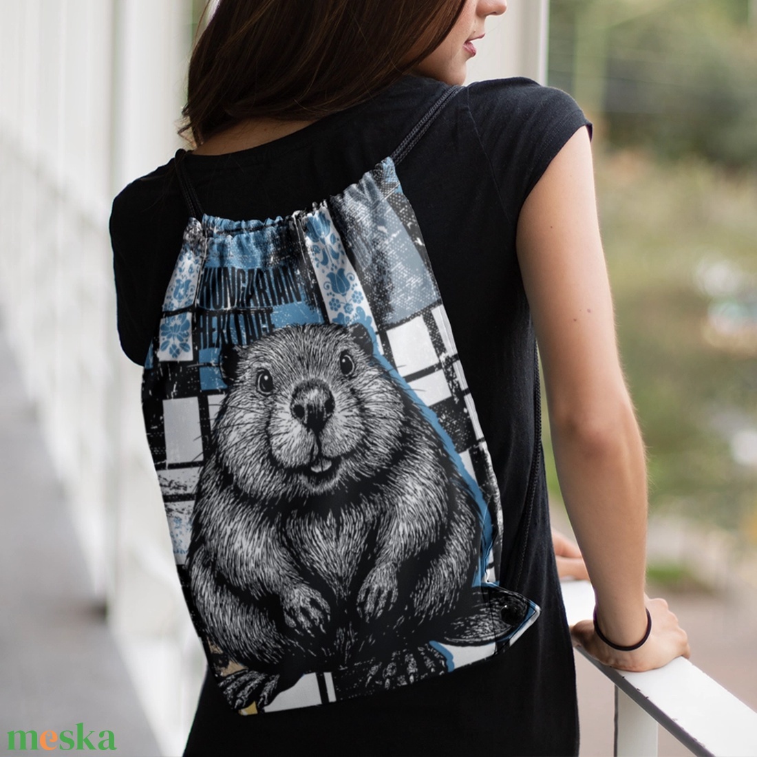 Hód mintás tornazsák  Hungarian Heritage kollekció / Urbanmood - táska & tok - hátizsák - tornazsák, gymbag - Meska.hu