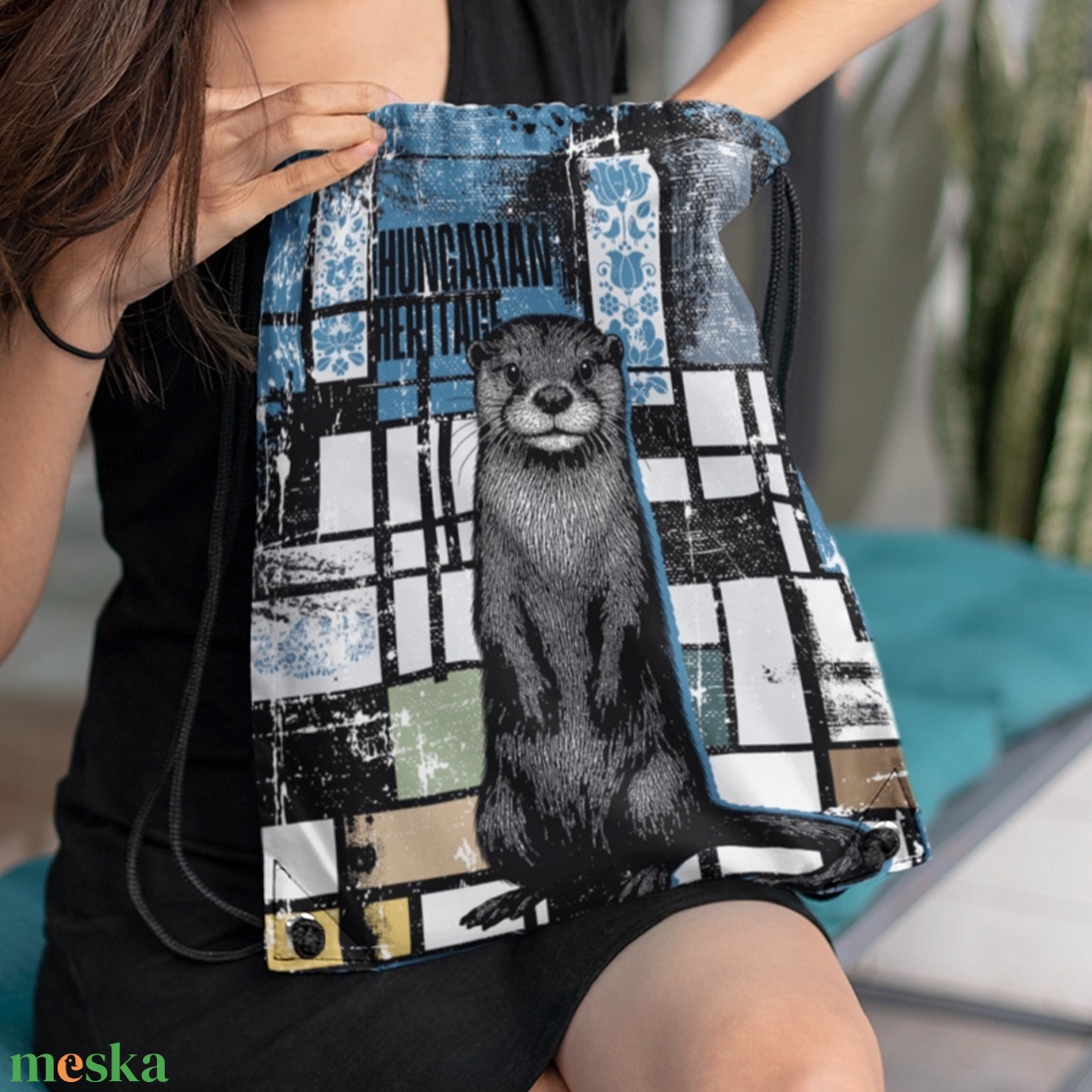 Vidra mintás tornazsák  Hungarian Heritage kollekció / Urbanmood - táska & tok - hátizsák - tornazsák, gymbag - Meska.hu