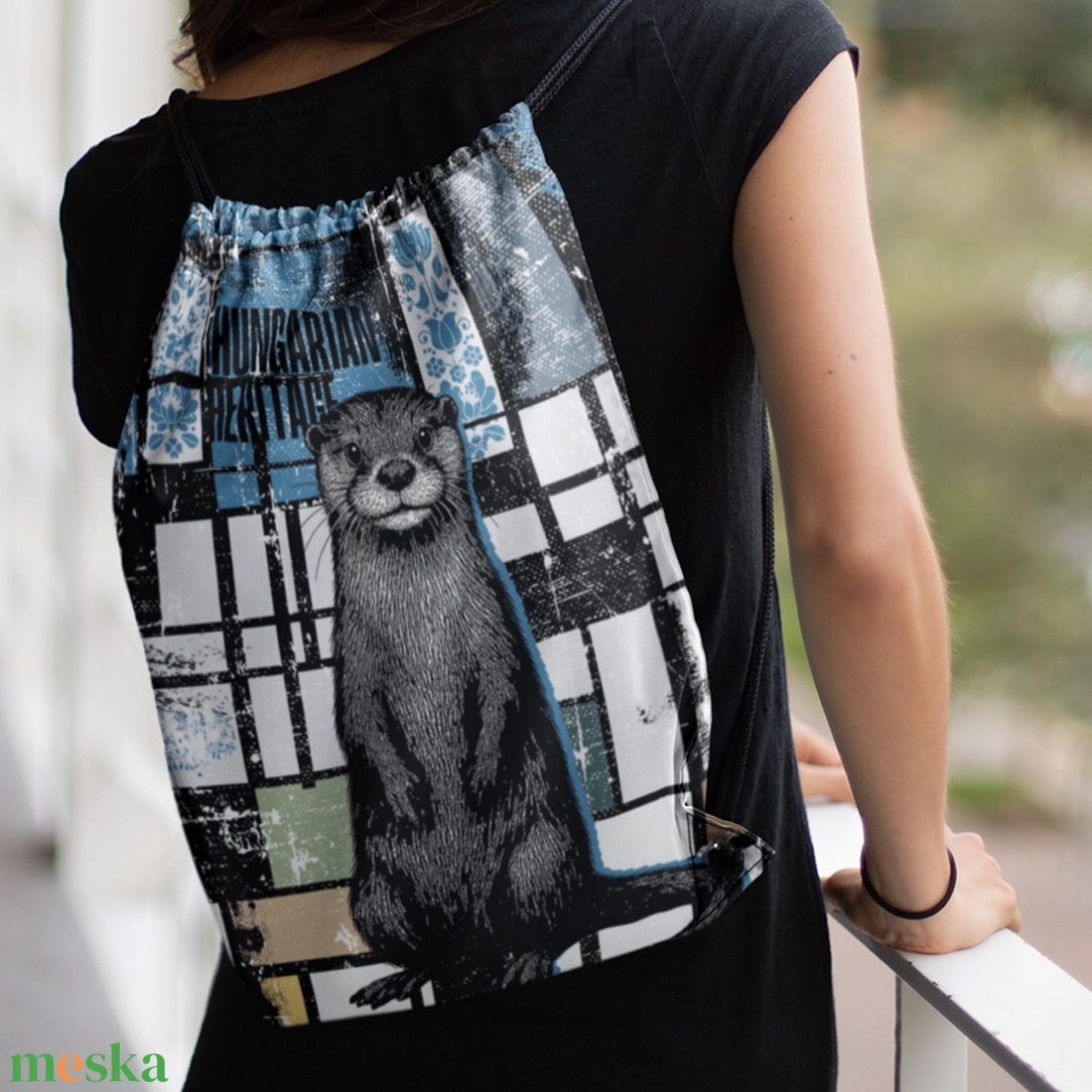 Vidra mintás tornazsák  Hungarian Heritage kollekció / Urbanmood - táska & tok - hátizsák - tornazsák, gymbag - Meska.hu