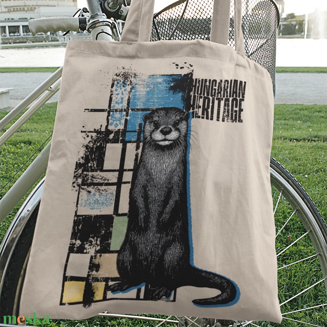 Vidra mintás vászontáska  Hungarian Heritage kollekció / Urbanmood - táska & tok - bevásárlás & shopper táska - shopper, textiltáska, szatyor - Meska.hu