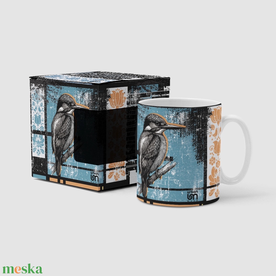 Jégmadár mintás bögre díszdobozban  Hungarian Heritage kollekció / Urbanmood - otthon & életmód - konyhafelszerelés, tálalás - tálalás - bögre & csésze - Meska.hu