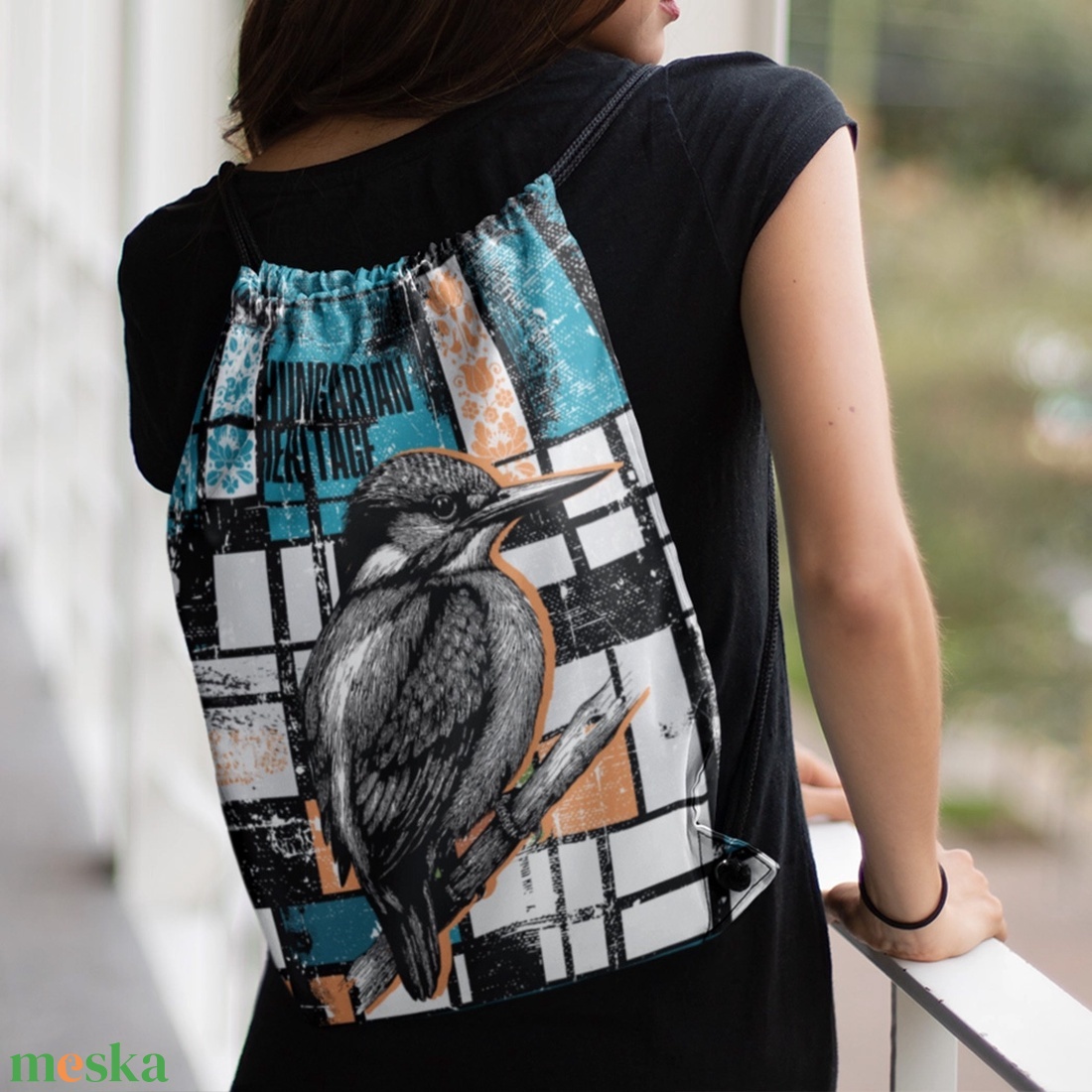 Jégmadár mintás tornazsák  Hungarian Heritage kollekció / Urbanmood - táska & tok - hátizsák - tornazsák, gymbag - Meska.hu