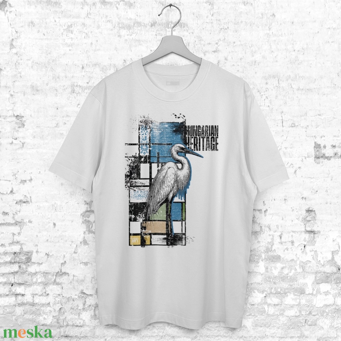 Kócsag mintás oversize póló  Hungarian Heritage kollekció / Urbanmood - ruha & divat - női ruha - póló, felső - Meska.hu
