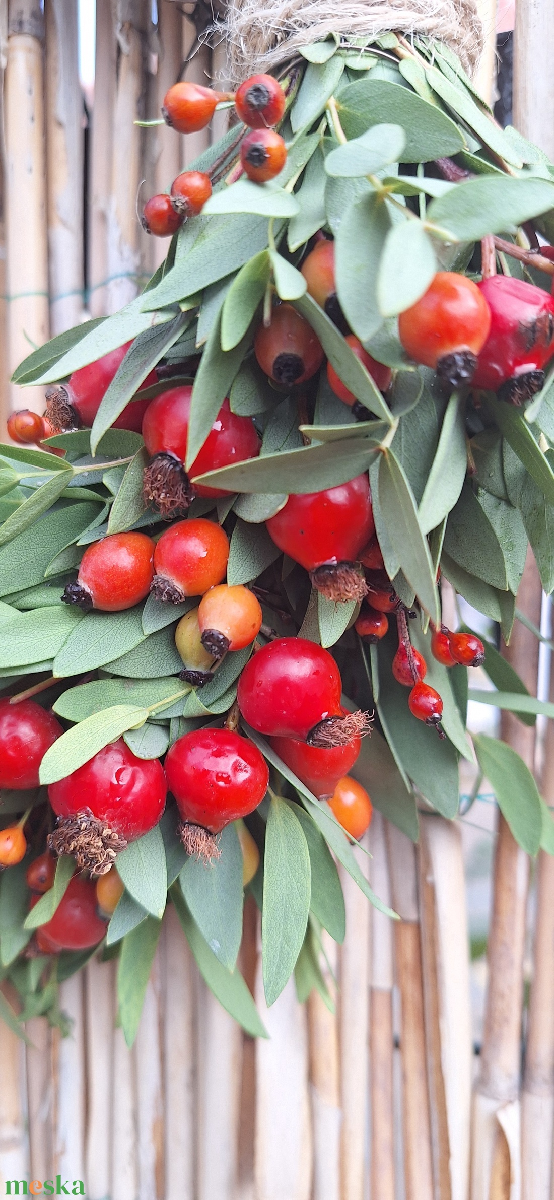 Csipkebogyó kopogtató - otthon & életmód - dekoráció - ajtó- és ablak dekoráció - ajtódísz & kopogtató - Meska.hu