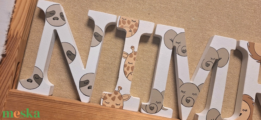 Állatos dekorbetű - baba - mama - babaszoba dekoráció - babanév dekoráció - Meska.hu