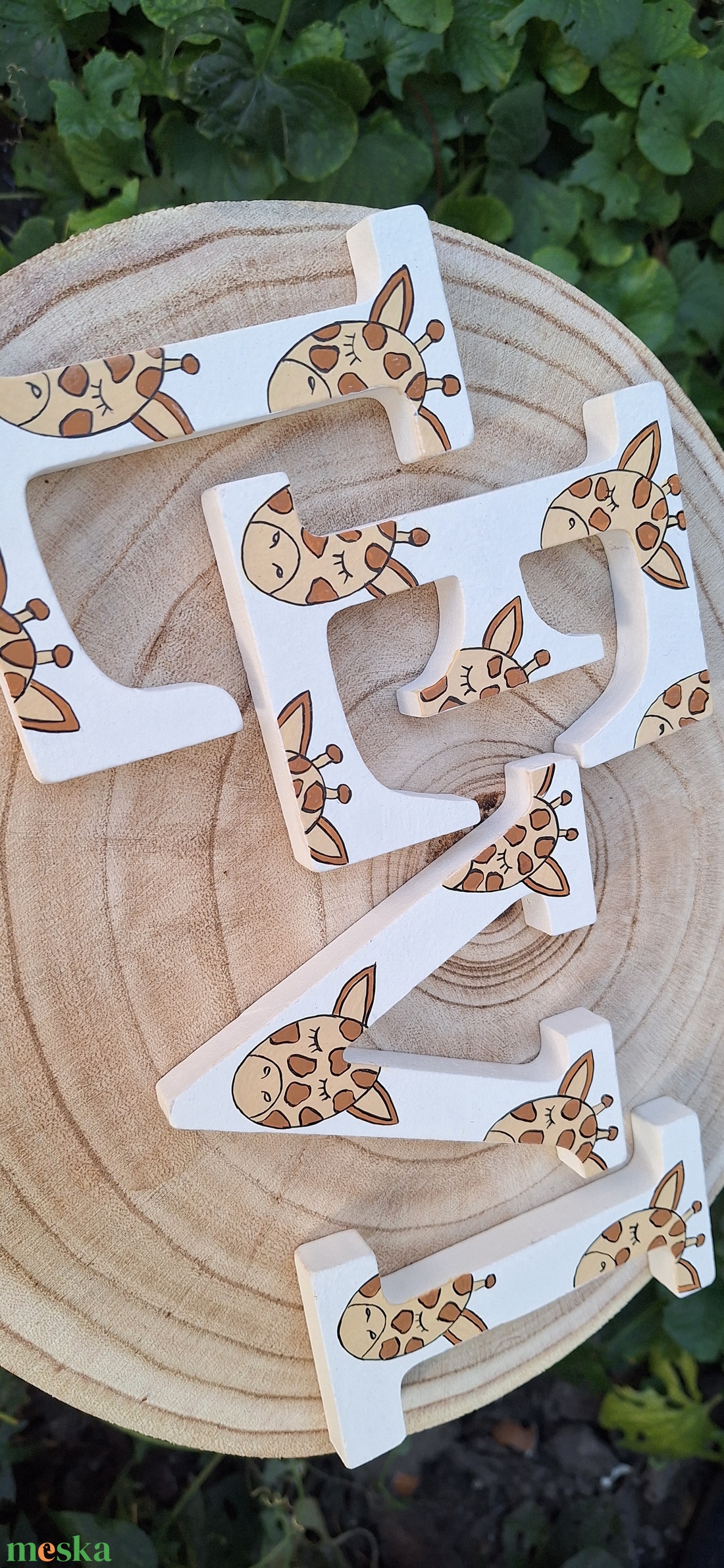 Zsiráfos dekorbetű - baba - mama - babaszoba dekoráció - babanév dekoráció - Meska.hu