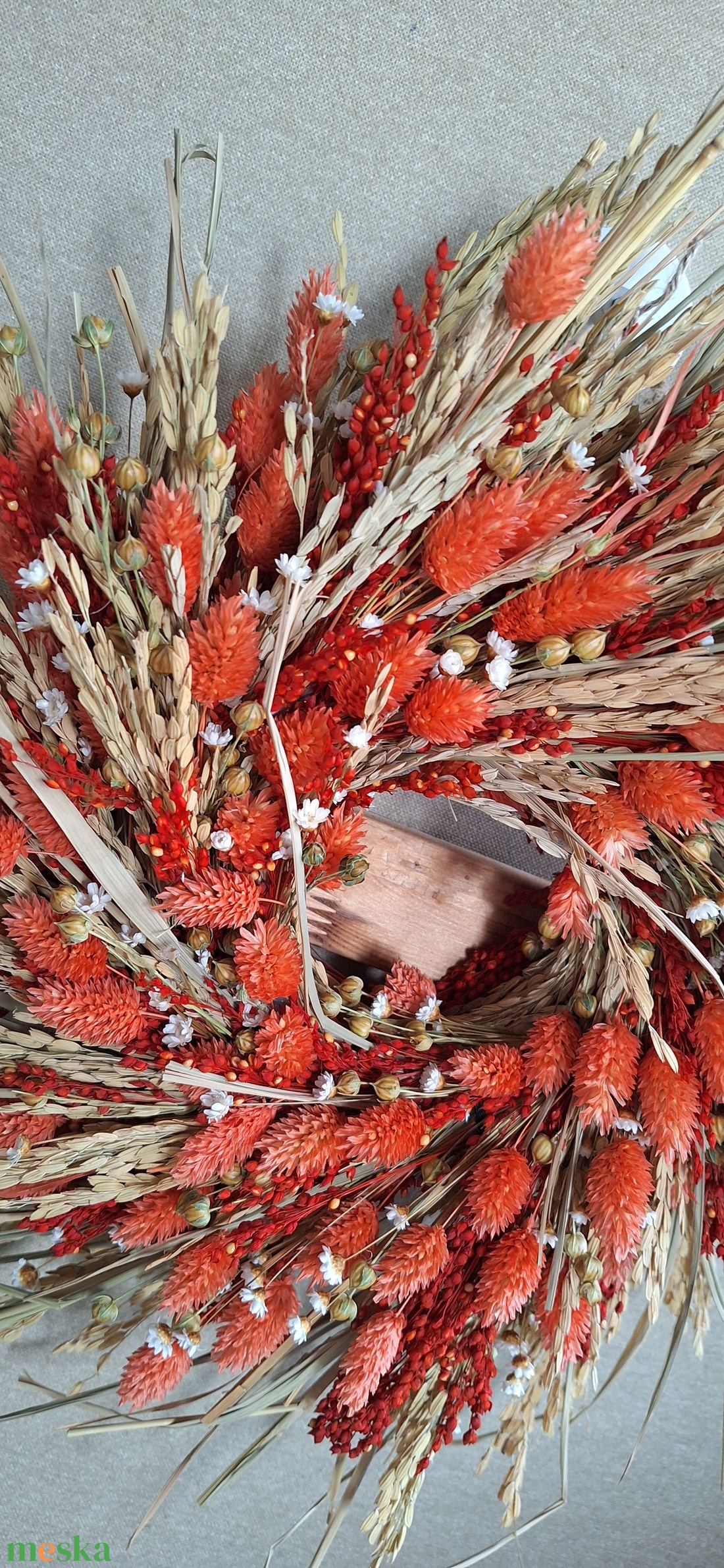 Narancsszín koszorú - otthon & életmód - virágdekoráció - virágdíszek - dekor koszorúk, kopogtatók - Meska.hu