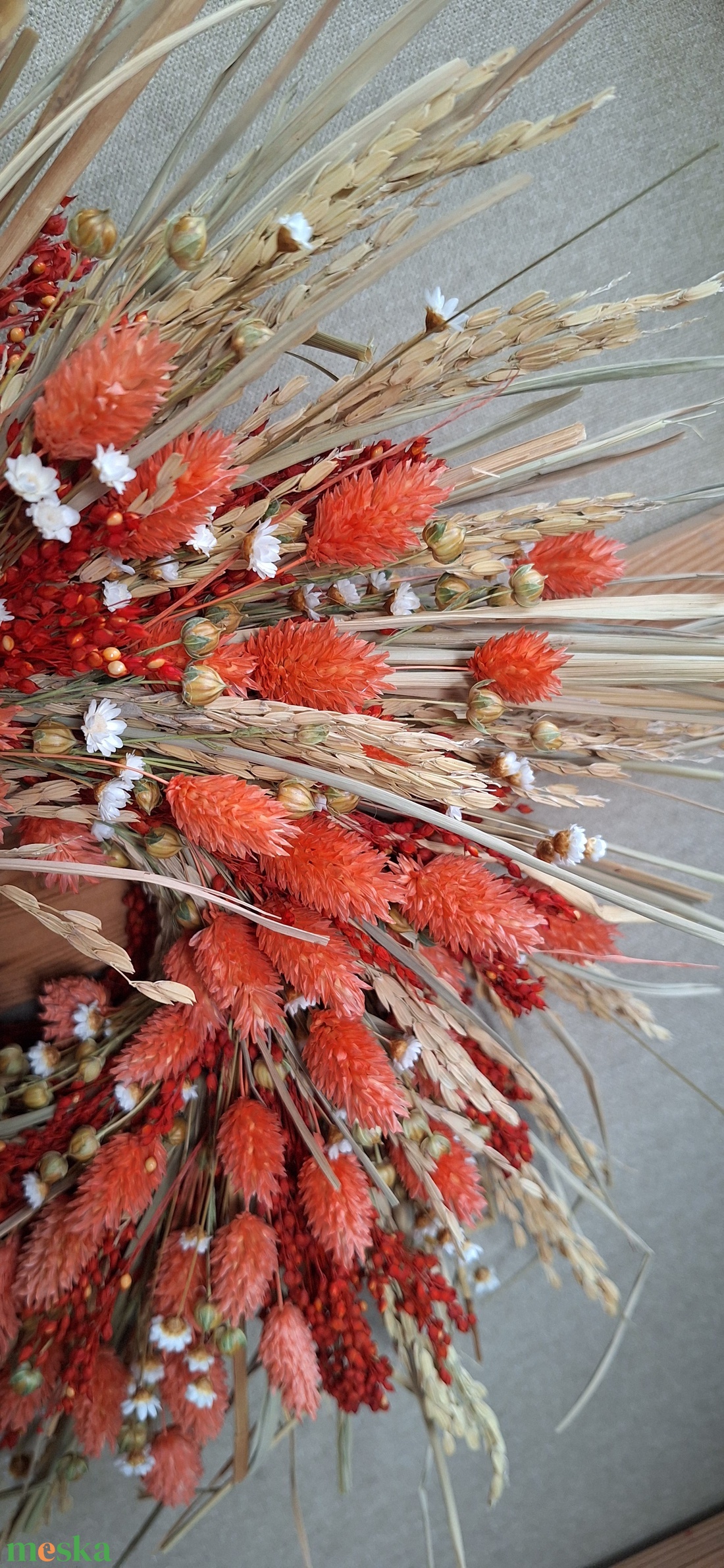 Narancsszín koszorú - otthon & életmód - virágdekoráció - virágdíszek - dekor koszorúk, kopogtatók - Meska.hu