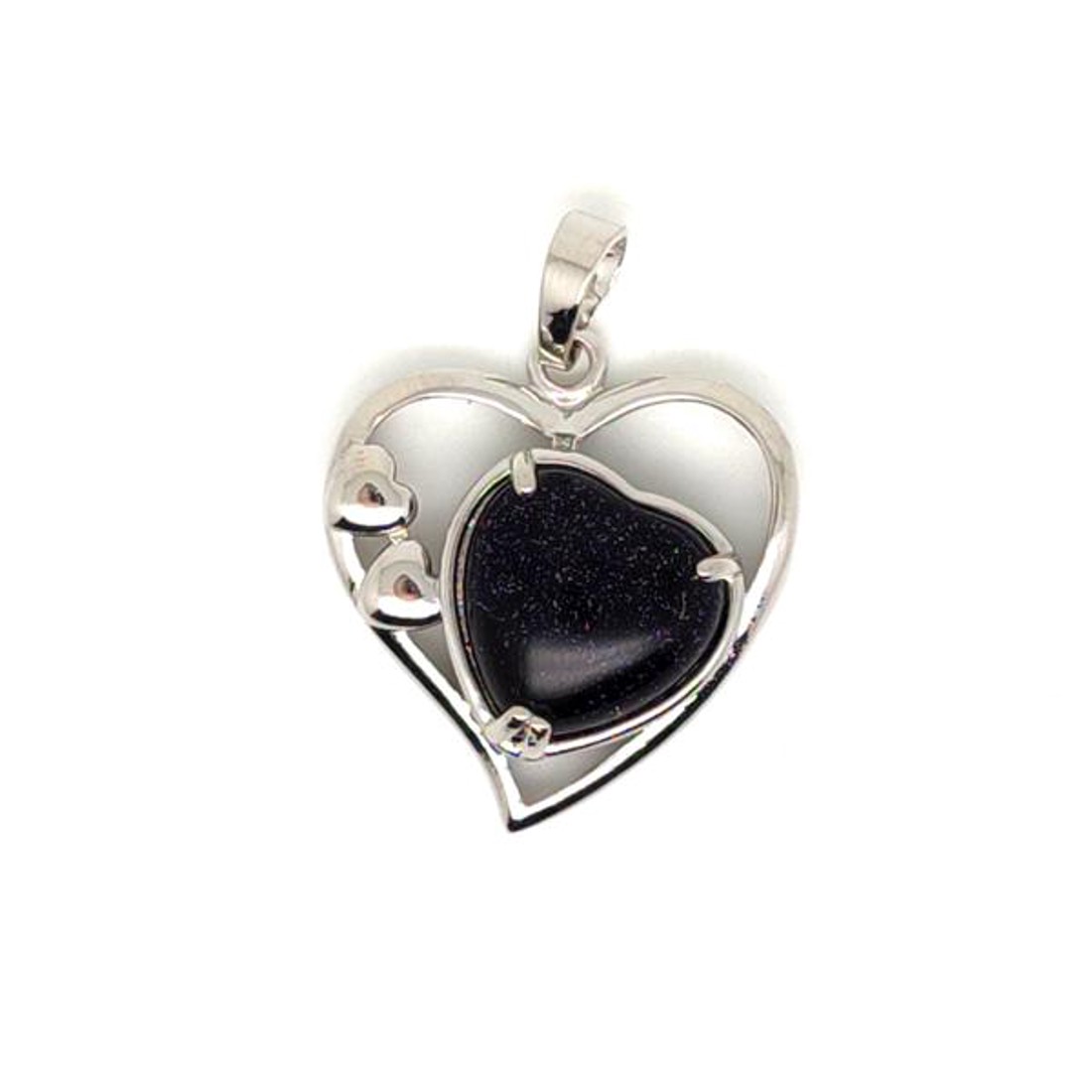 Szív medál fémmel Goldstone kék 2,5x2,5cm - ékszer - nyaklánc - medál - Meska.hu