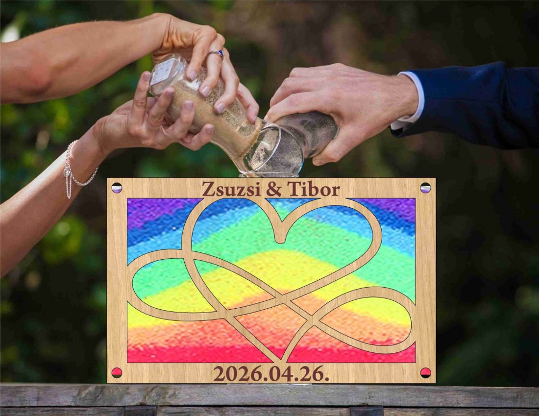 Homokceremónia doboz  gravírozott végtelen és szív szimbólummal - esküvő - emlék & ajándék - nászajándék - ceremónia szett - Meska.hu
