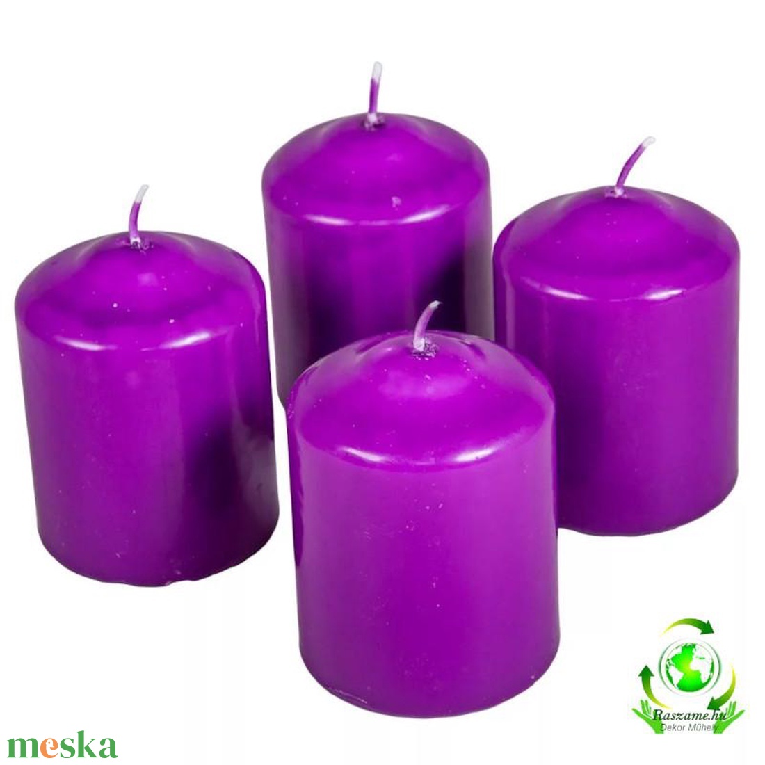 Mártott henger gyertya 60x80 mm - lila - kellékek & szerszámok - dekorációs kellékek - dekorációs gyertya - Meska.hu