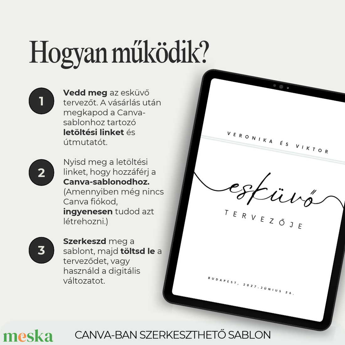 Esküvőtervező Canva sablon - esküvő - dekoráció - esküvői feliratok - Meska.hu