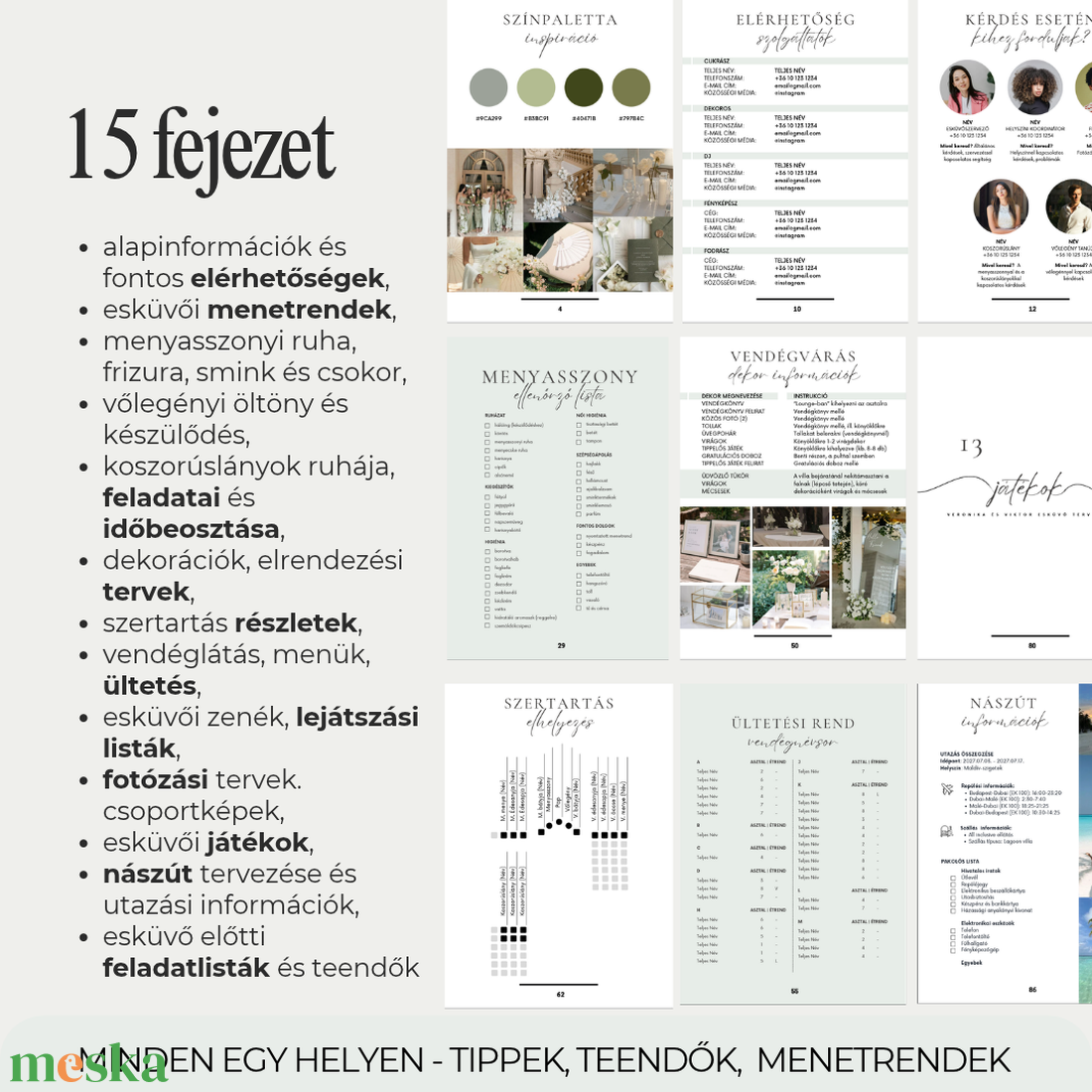 Esküvőtervező Canva sablon - esküvő - dekoráció - esküvői feliratok - Meska.hu