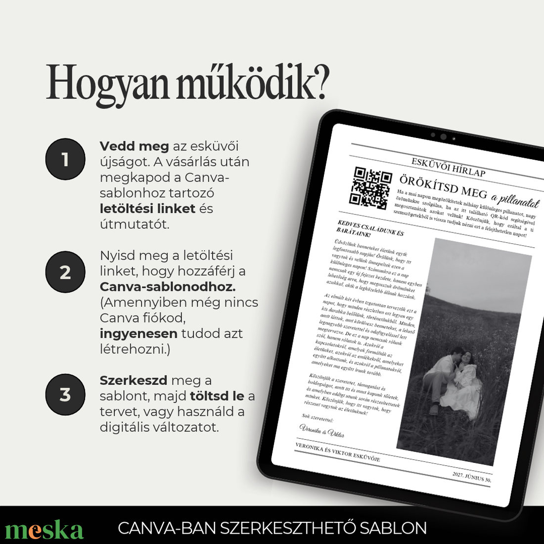 Esküvői újság sablon - esküvő - dekoráció - esküvői feliratok - Meska.hu