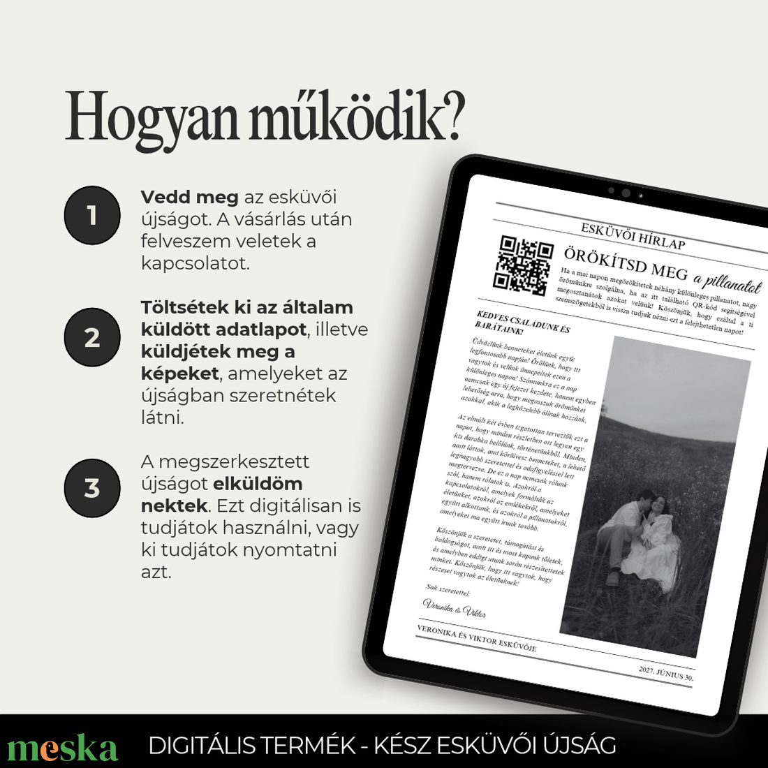 Személyre szabott esküvői újság - esküvő - dekoráció - esküvői feliratok - Meska.hu
