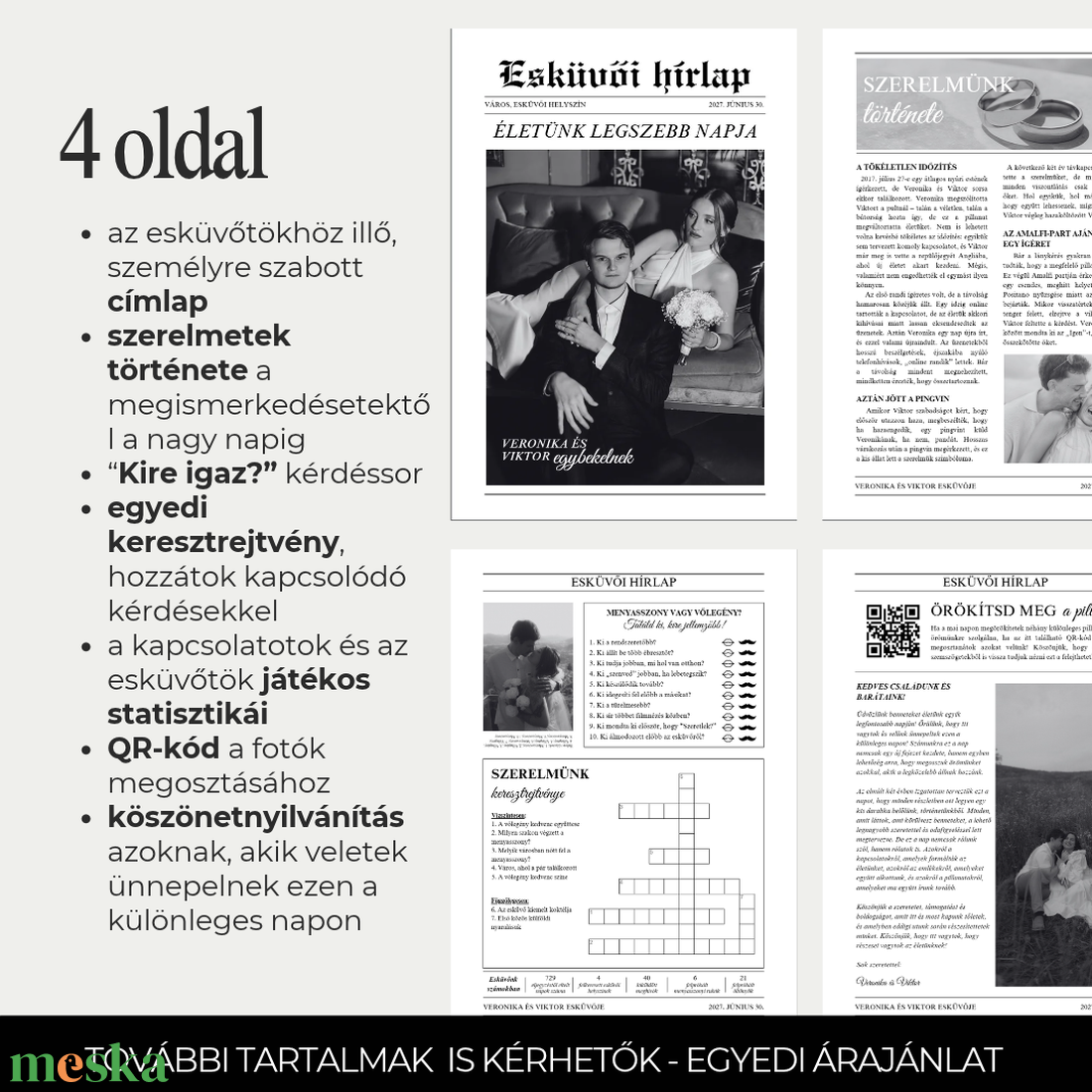Személyre szabott esküvői újság - esküvő - dekoráció - esküvői feliratok - Meska.hu