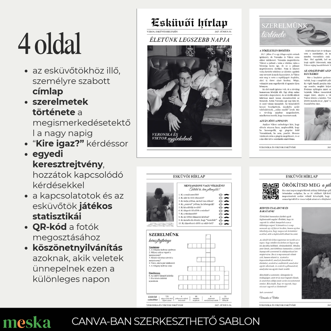 Esküvői újság sablon - esküvő - dekoráció - esküvői feliratok - Meska.hu