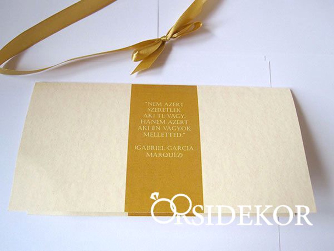 Modern és elegáns esküvői meghívó szalaggal díszítve - esküvő - meghívó & kártya - meghívó - Meska.hu
