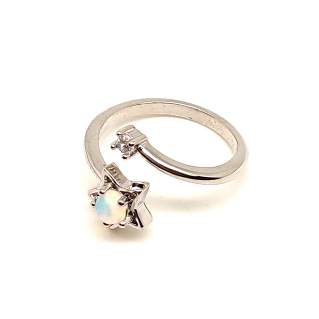 Opál gyűrű, rózsaszín golyó csillag 7x7 mm, állítható � Csillagfény - ékszer - gyűrű - gyöngyös gyűrű - Meska.hu