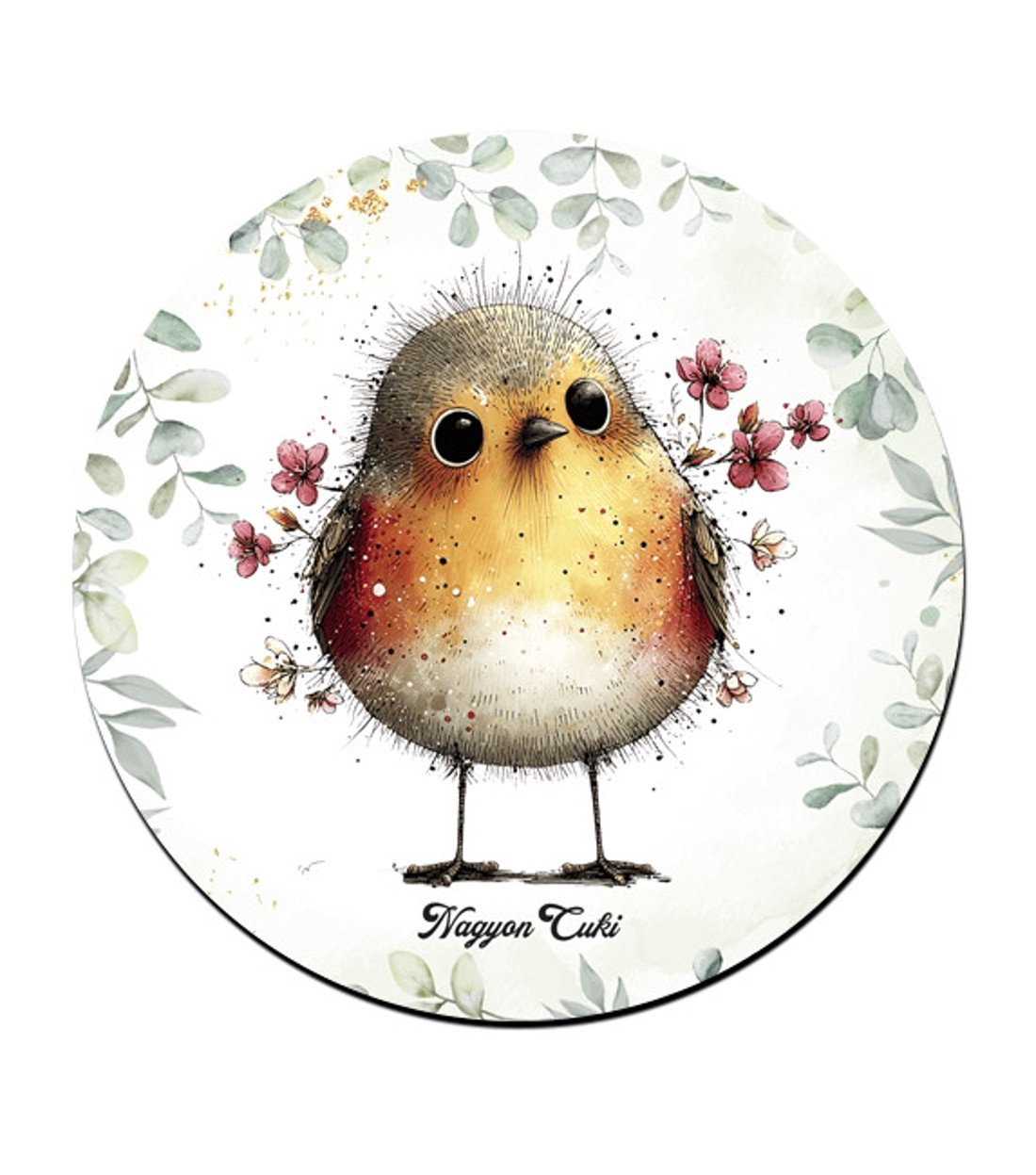 Cuki vörösbegy, a barátságos kertész mintás pohár alátét -  - Meska.hu