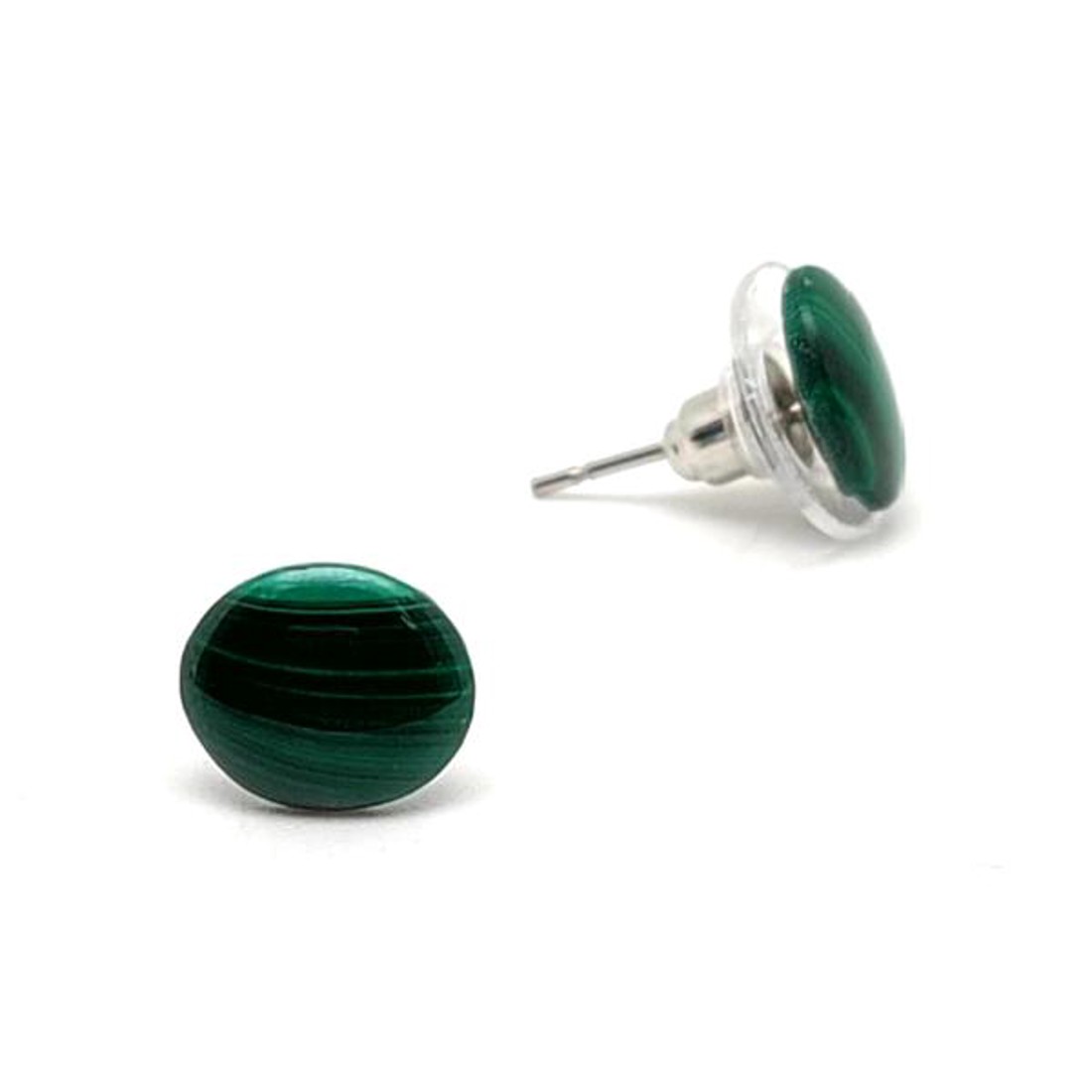 Fülbevaló ovális lapos malachit 8x10mm - ékszer - fülbevaló - pötty fülbevaló - Meska.hu