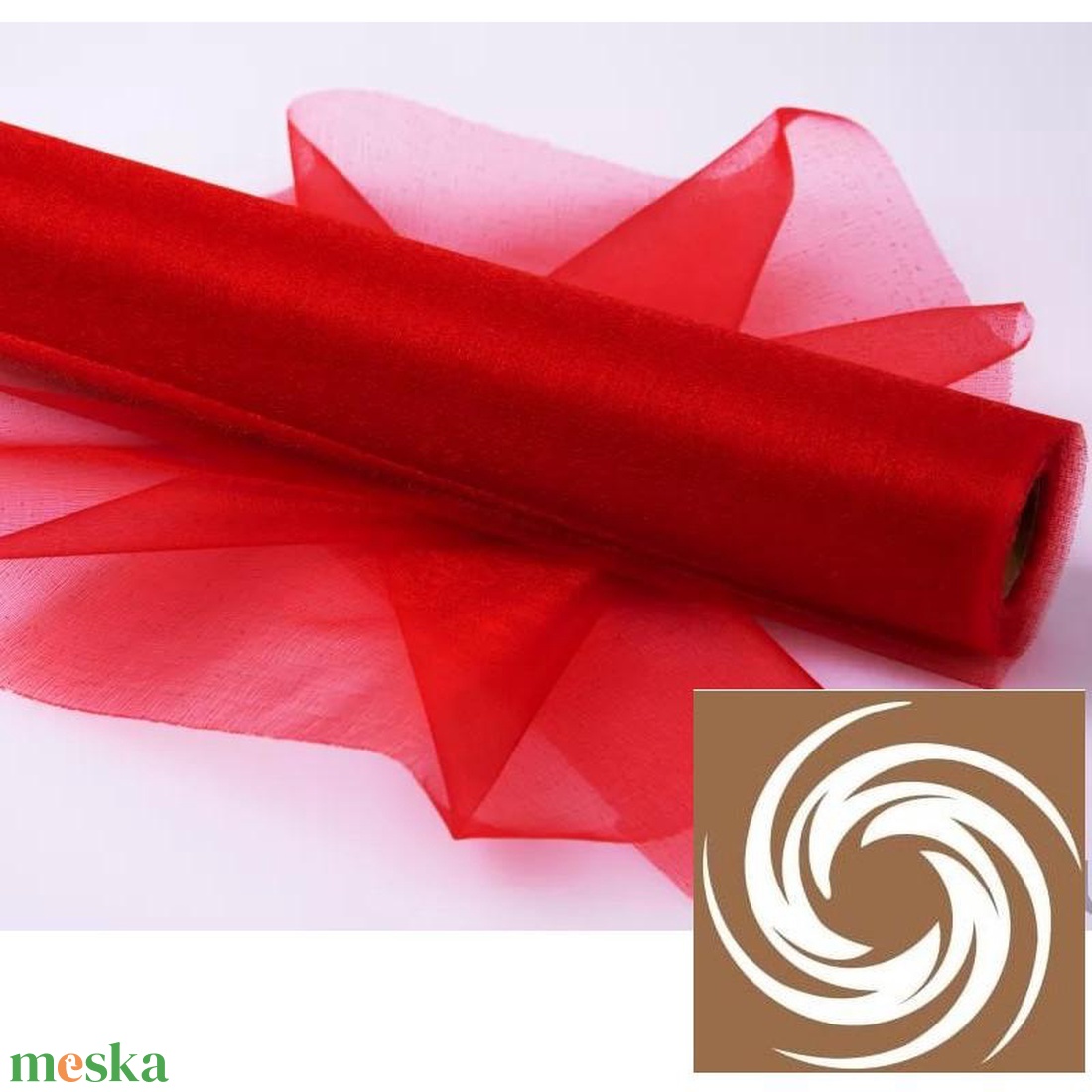 Snow organza tekercs - piros 23,5 cm x 10 m - kellékek & szerszámok - méteráru - dekorációs alapanyag - Meska.hu