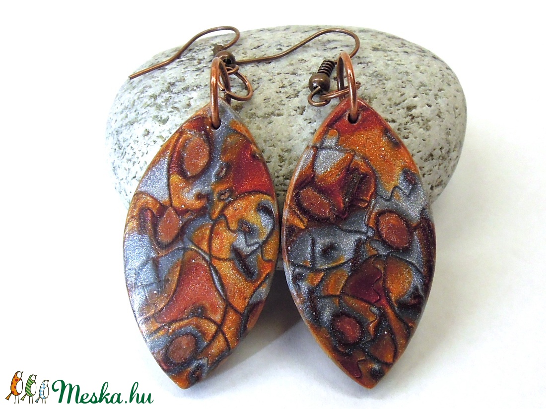 Nemes rozsda - hosszú fülbevaló, polymer clay fülbevaló - ékszer - fülbevaló - lógó fülbevaló - Meska.hu Nemes rozsda - hosszú fülbevaló, polymer clay fülbevaló - ékszer - fülbevaló - lógó fülbevaló - Meska.hu