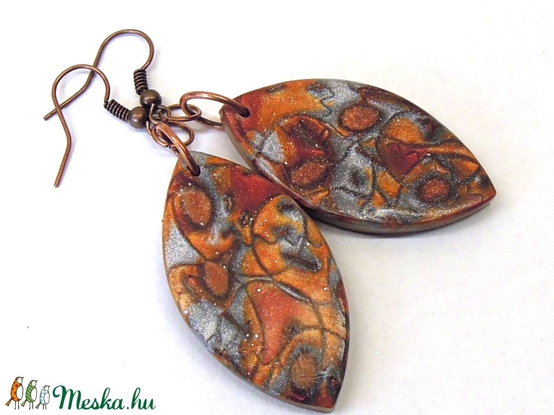 Nemes rozsda - hosszú fülbevaló, polymer clay fülbevaló - ékszer - fülbevaló - lógó fülbevaló - Meska.hu Nemes rozsda - hosszú fülbevaló, polymer clay fülbevaló - ékszer - fülbevaló - lógó fülbevaló - Meska.hu