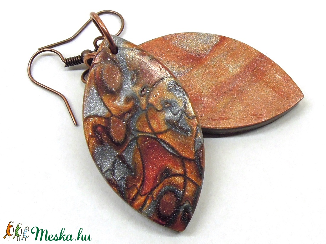 Nemes rozsda - hosszú fülbevaló, polymer clay fülbevaló - ékszer - fülbevaló - lógó fülbevaló - Meska.hu Nemes rozsda - hosszú fülbevaló, polymer clay fülbevaló - ékszer - fülbevaló - lógó fülbevaló - Meska.hu