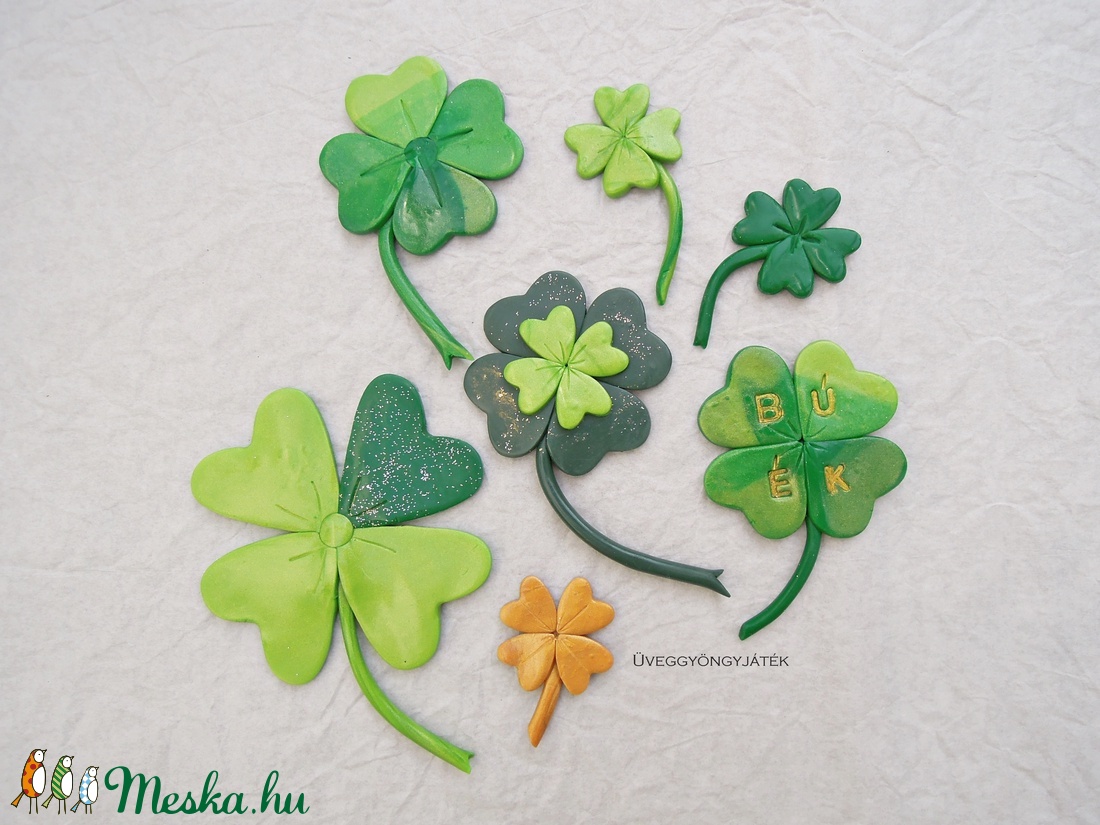 Négylevelű lóhere  -  7 db-os csomag szilveszteri, újévi dekorációhoz -  - Meska.hu