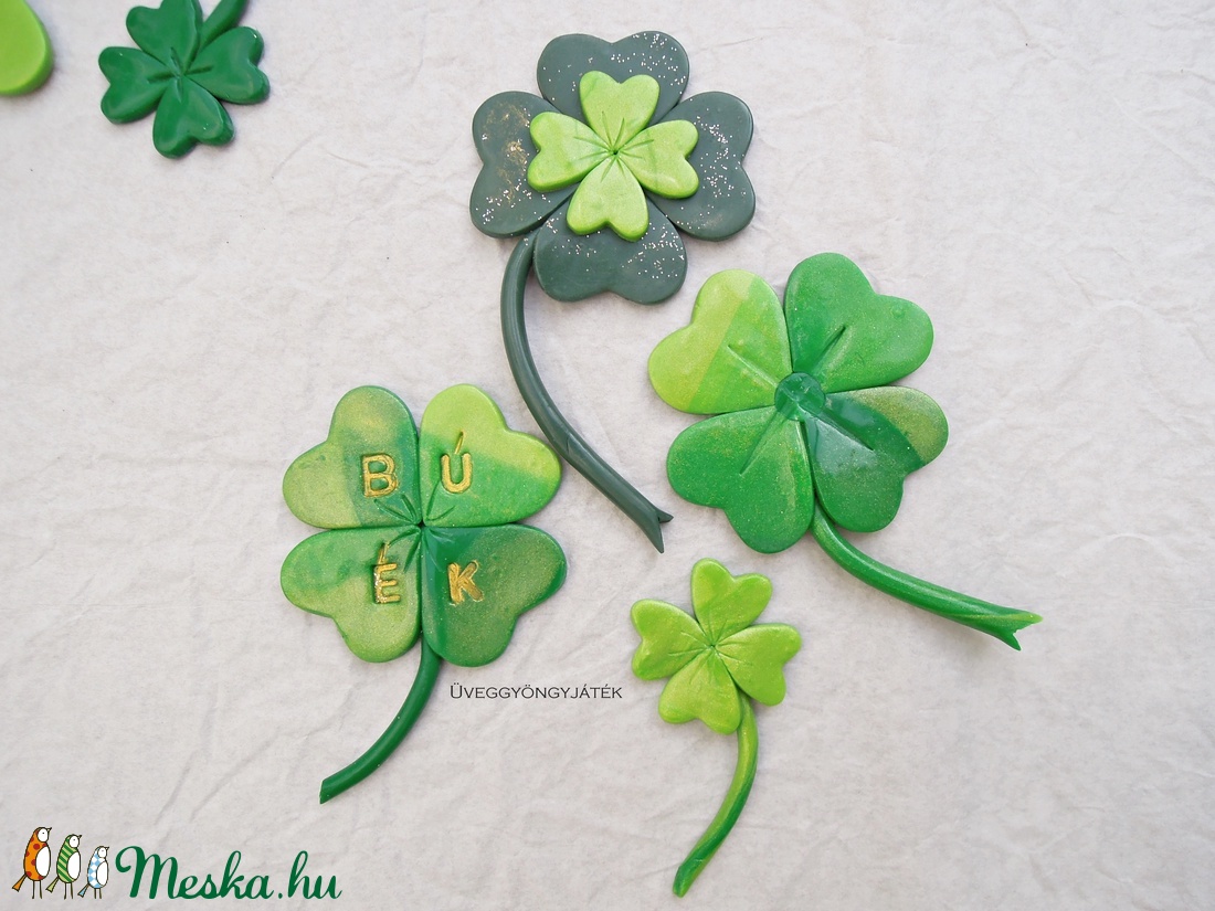 Négylevelű lóhere  -  7 db-os csomag szilveszteri, újévi dekorációhoz -  - Meska.hu