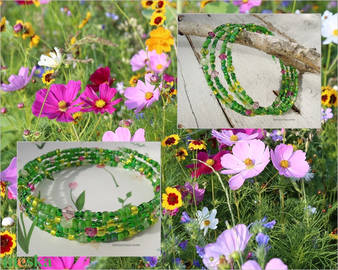 Tavasz keringő  -  memória karkötő, romantikus karkötő, Swarovski karkötő - ékszer - karkötő - memóriadrótos karkötő - Meska.hu