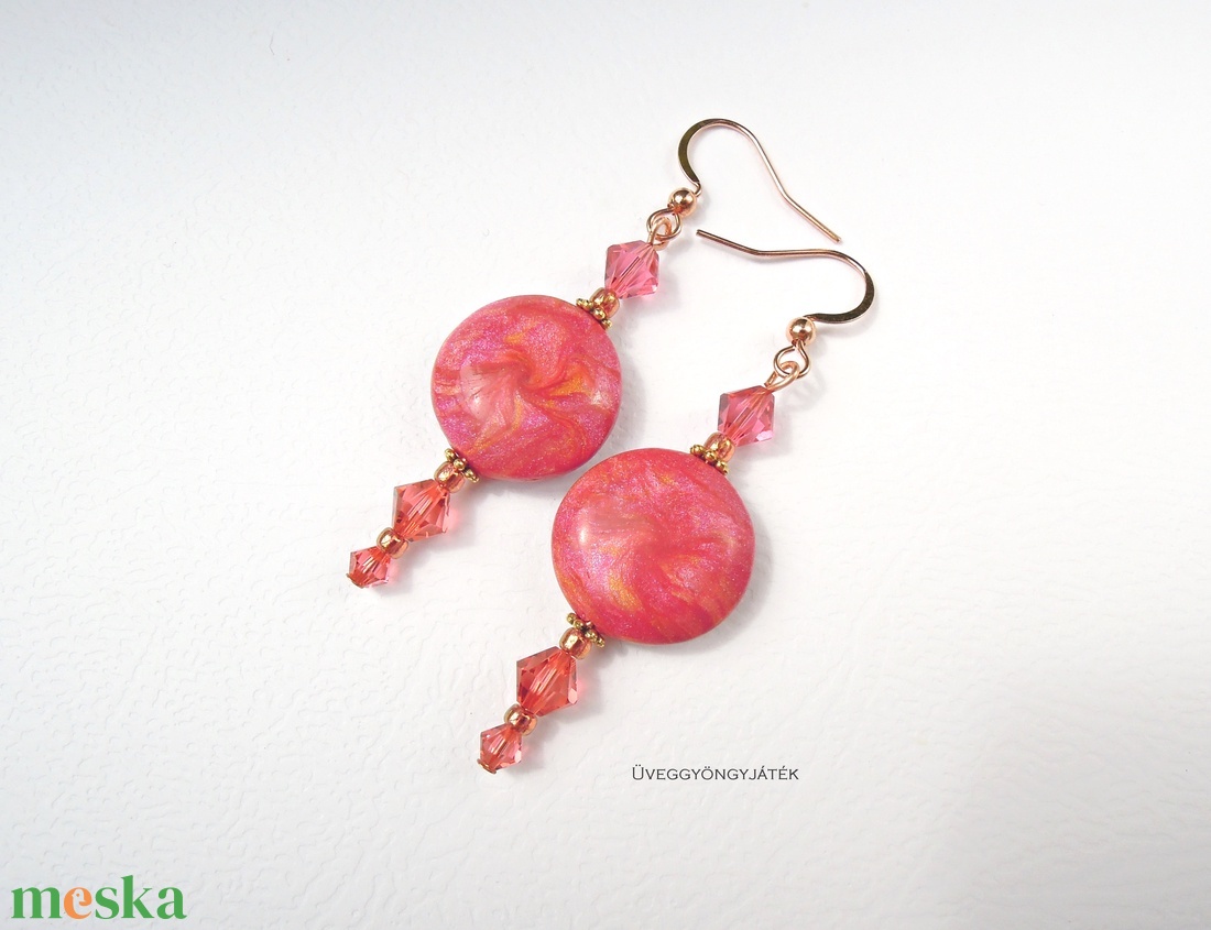 Padparadscha - pink fülbevaló, Swarovski fülbevaló, lógós fülbevaló - ékszer - fülbevaló - lógó fülbevaló - Meska.hu Padparadscha - pink fülbevaló, Swarovski fülbevaló, lógós fülbevaló - ékszer - fülbevaló - lógó fülbevaló - Meska.hu